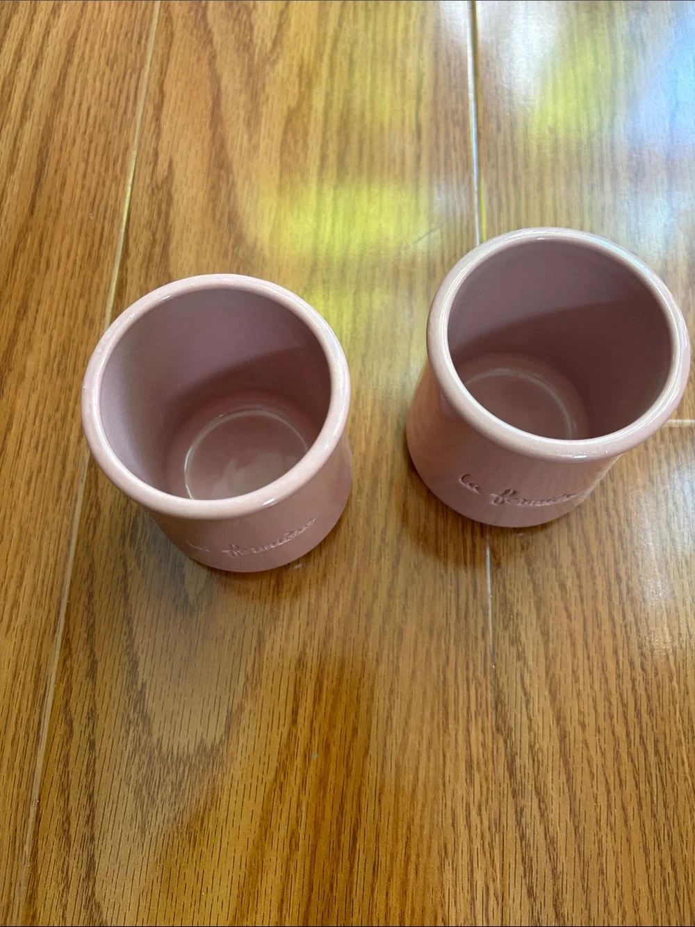 2 La Fermiere Seashell Pink Reusable Terracotta Pots with Bamboo lids